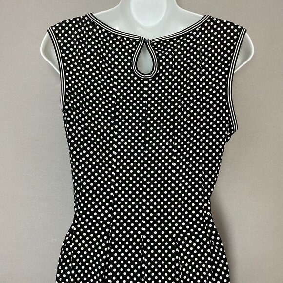 Max Studio Dress Polka Dot Black White Fit and Flare Sleeveless Sz Small A-Line - Picture 7 of 13